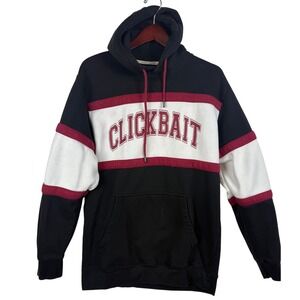 Clickbait Fanjoy Co.‎ Hoodie Mens M Medium Pullover Black Maroon White  STAIN